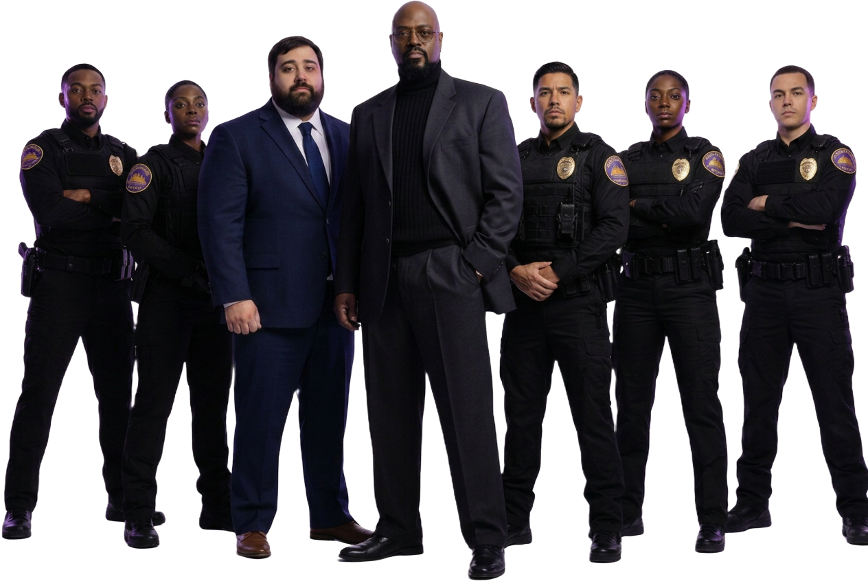 Founder Daniel Mays with Summit Force Security Group leadership and uniformed security officers in Sacramento